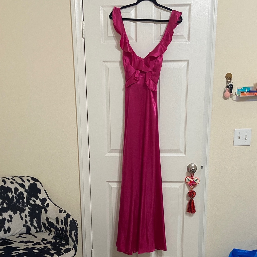 David's Bridal Fuchsia Maxi Dress